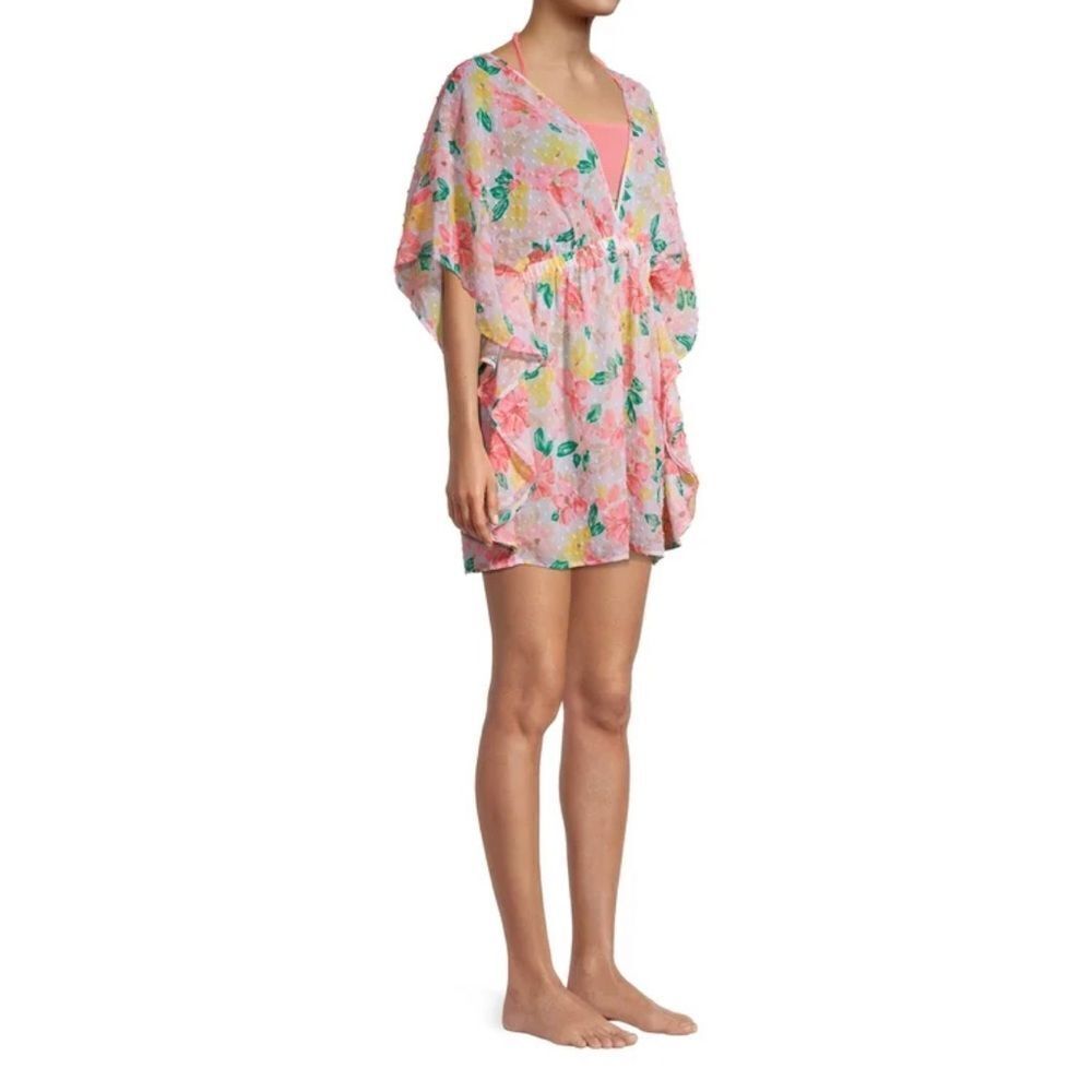 Time and Tru Size 3X Pink Yellow Green Bathing Suit Cover Up